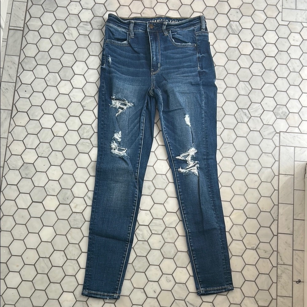 American Eagle Outfitters Blue Skinny Jeans Distressed